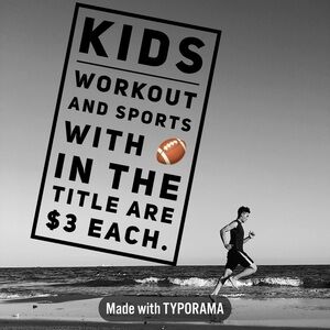 Kids Workout and Sports Clothes and Accessories with 🏈 in the Title are $3 each